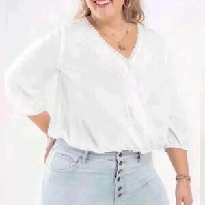 Francesca's Destiny Swiss Dot Wrap Blouse (N4)